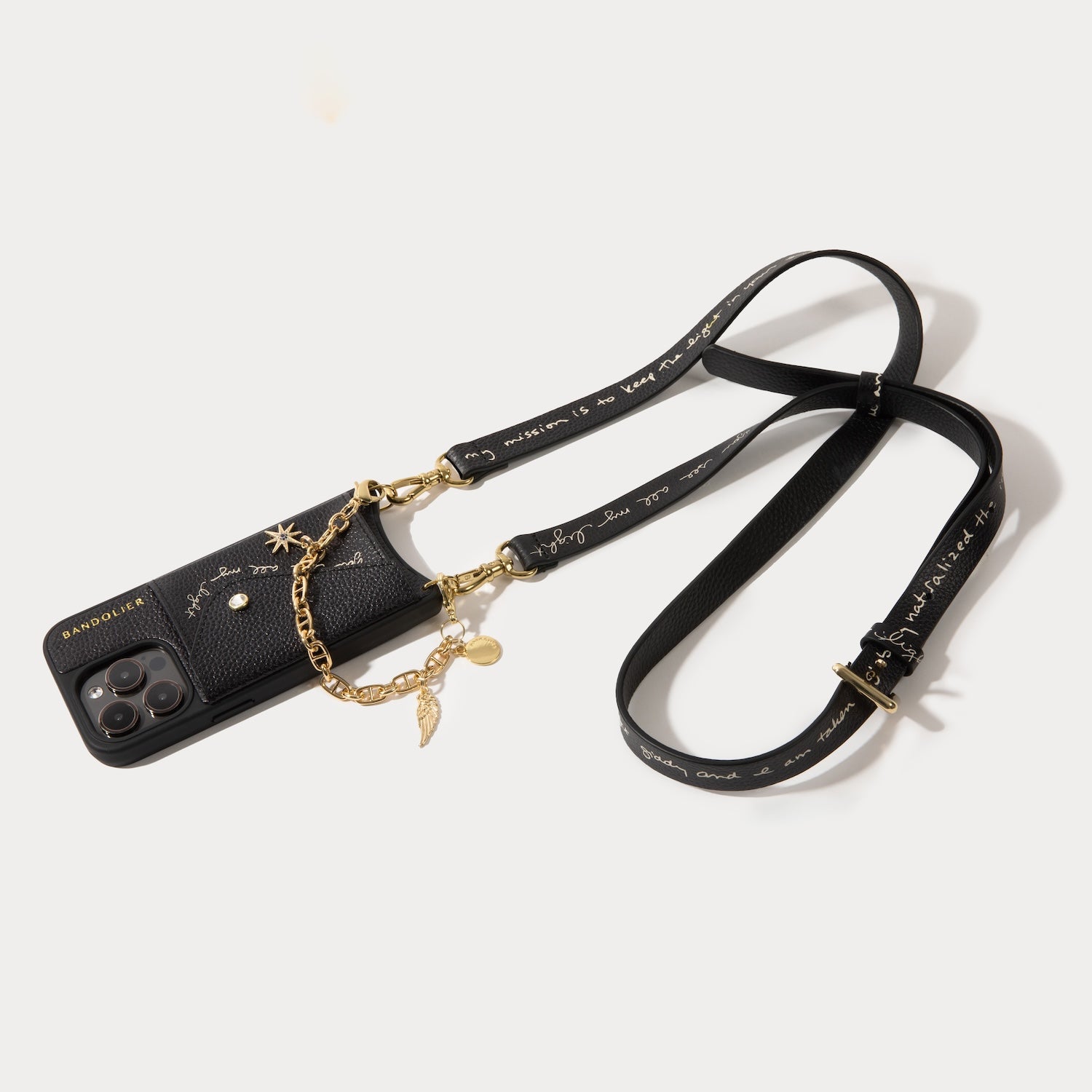 Alanis Lyric Crossbody with Charm Wristlet - Black/Gold