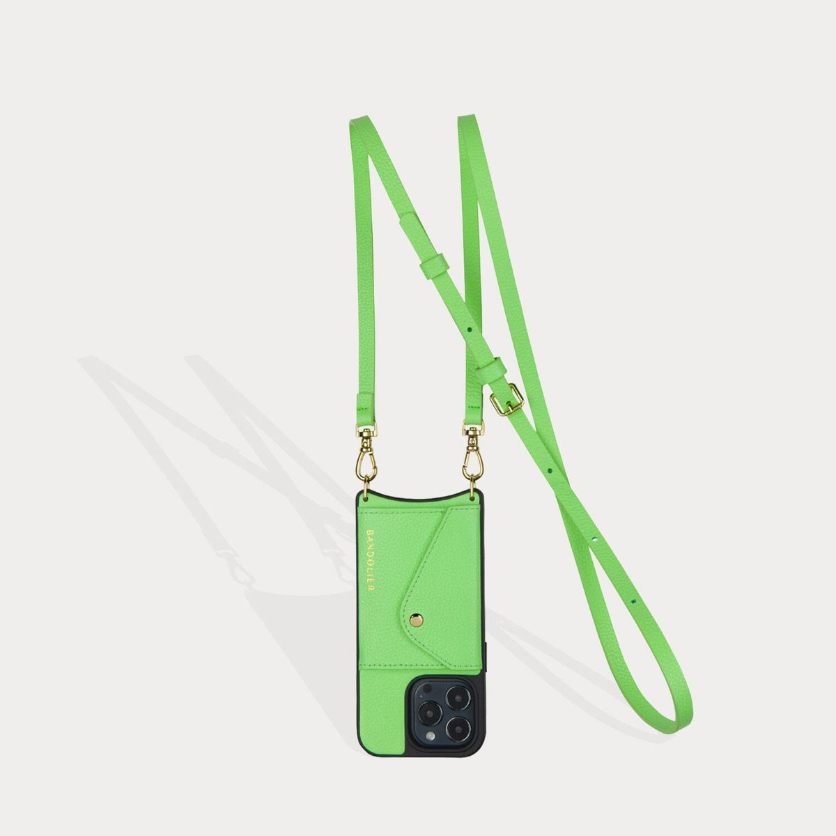 Donna Side Slot Crossbody Bandolier - Neon Green/Gold