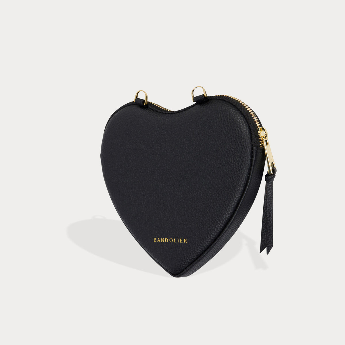 Expanded Heart Pouch in Black/Gold | Genuine Leather | Bandolier Style