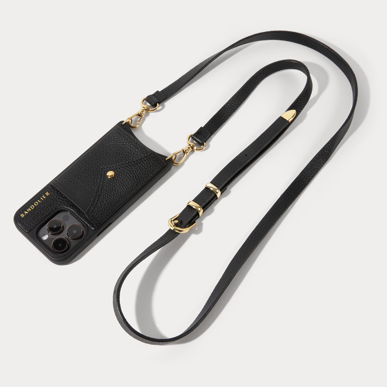 Cassidy Crossbody Phone Case Black Gold Bandolier