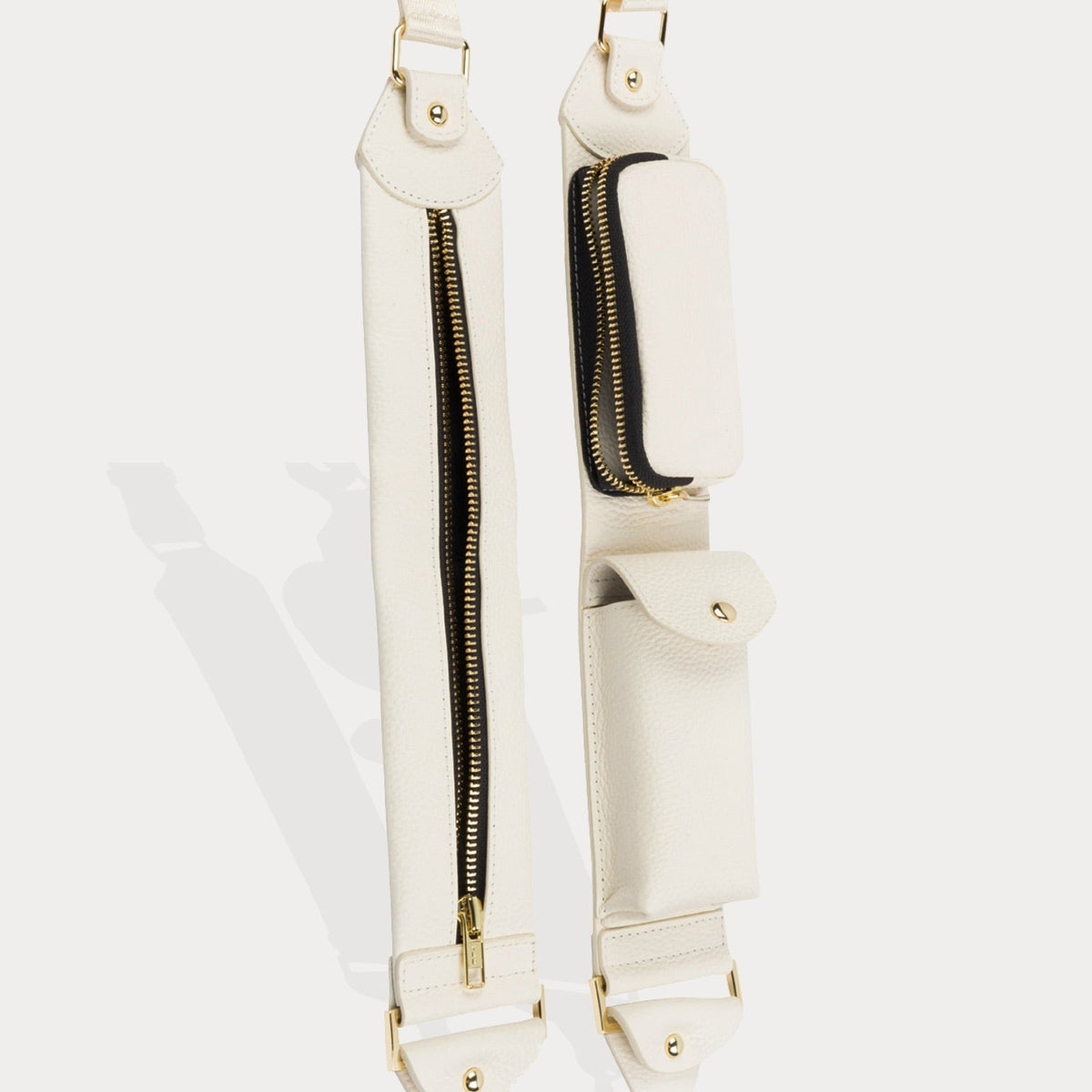 Billie Crossbody Utility Strap-Only in Ivory/Gold | Genuine Leather | Bandolier Style