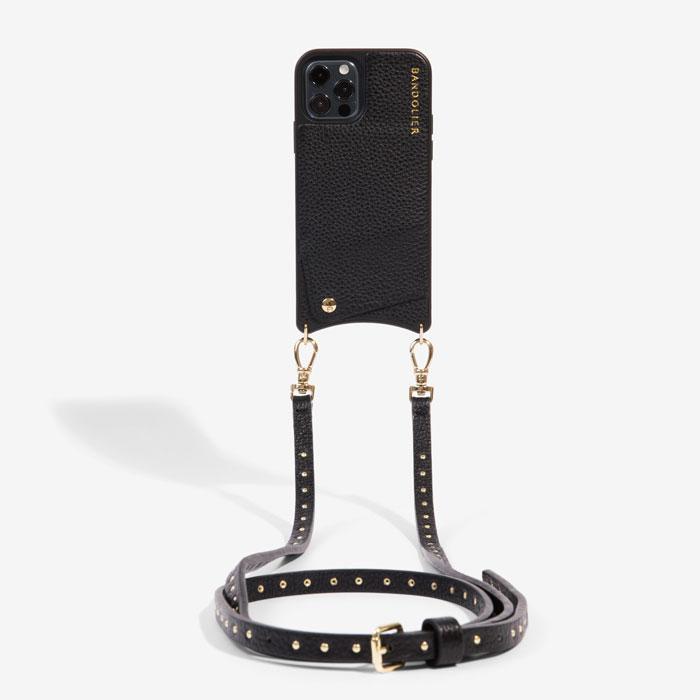 Black Leather Phone Bag With Straps Made for Her by Kulikstyle 