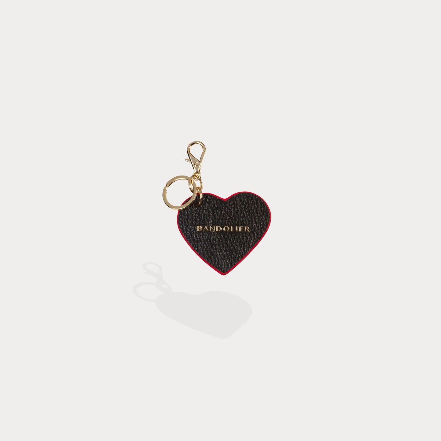 Bandolier Pebble Leather Heart Keychain - Black/Red/Gold