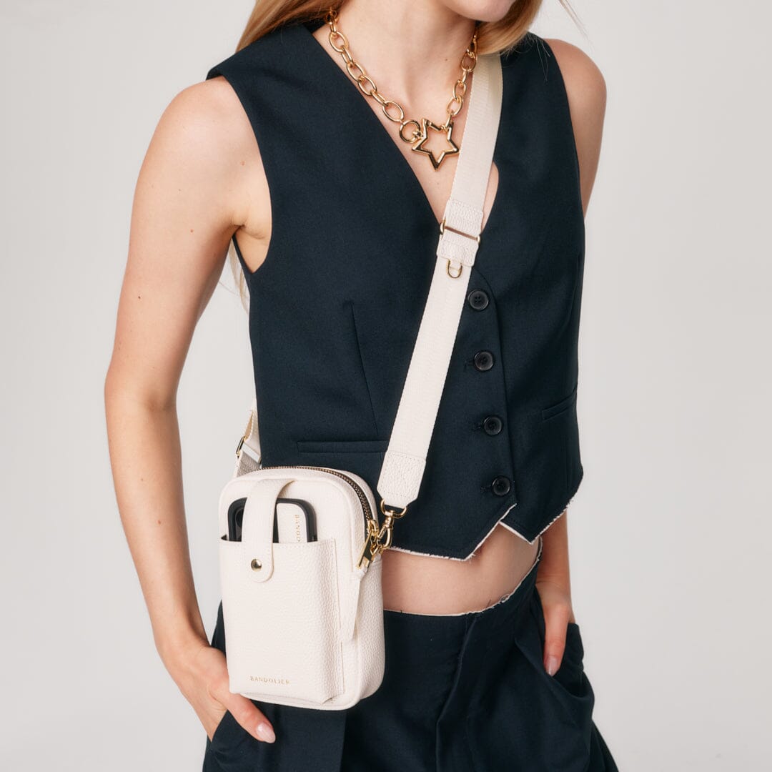 Kimberly Adjustable Crossbody Bandolier - Ivory/Gold