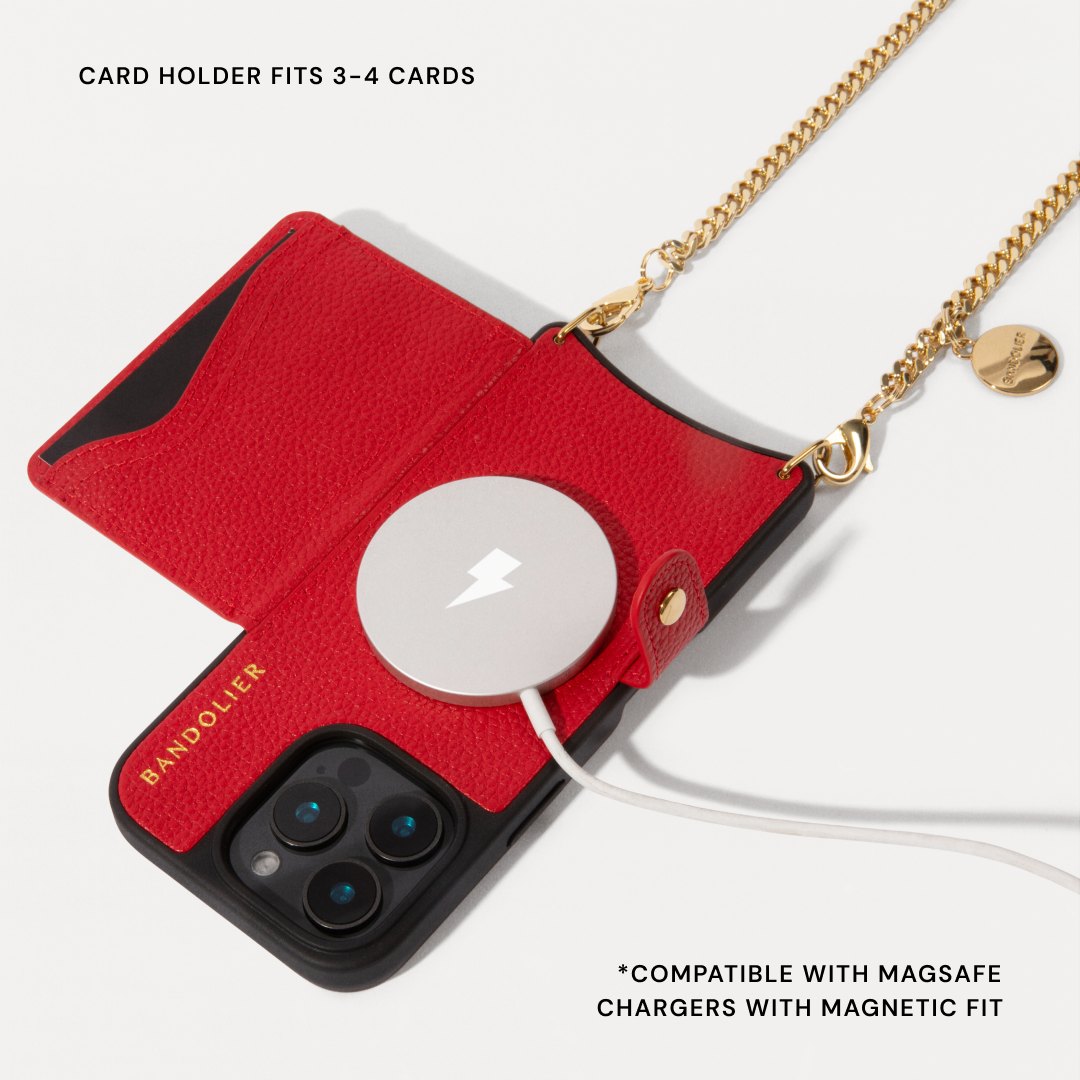 Mona MagSafe Charging Crossbody Bandolier - Red/Gold