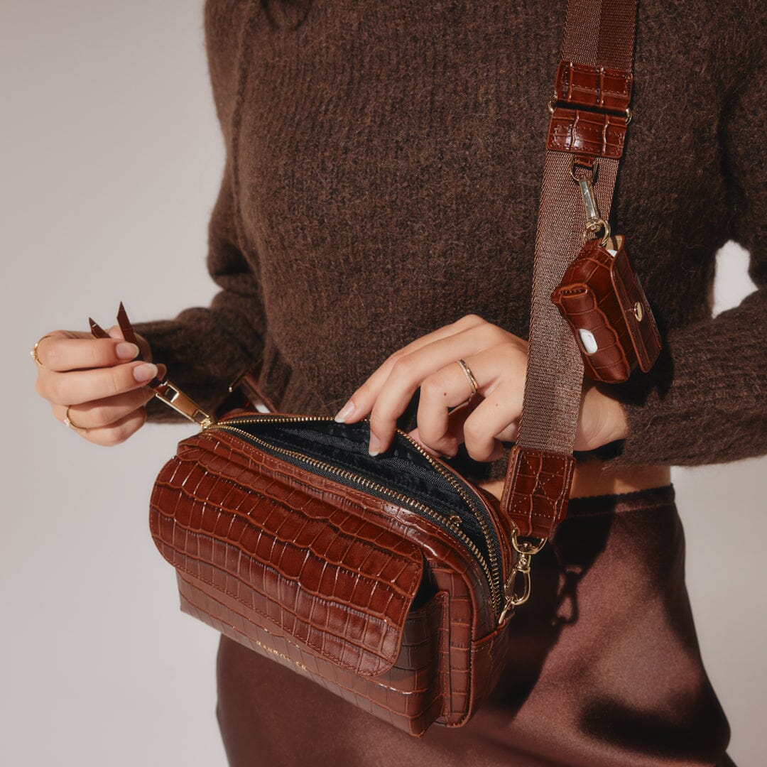 Miller Bag - Brown Croc/Gold Pouch Pouch 