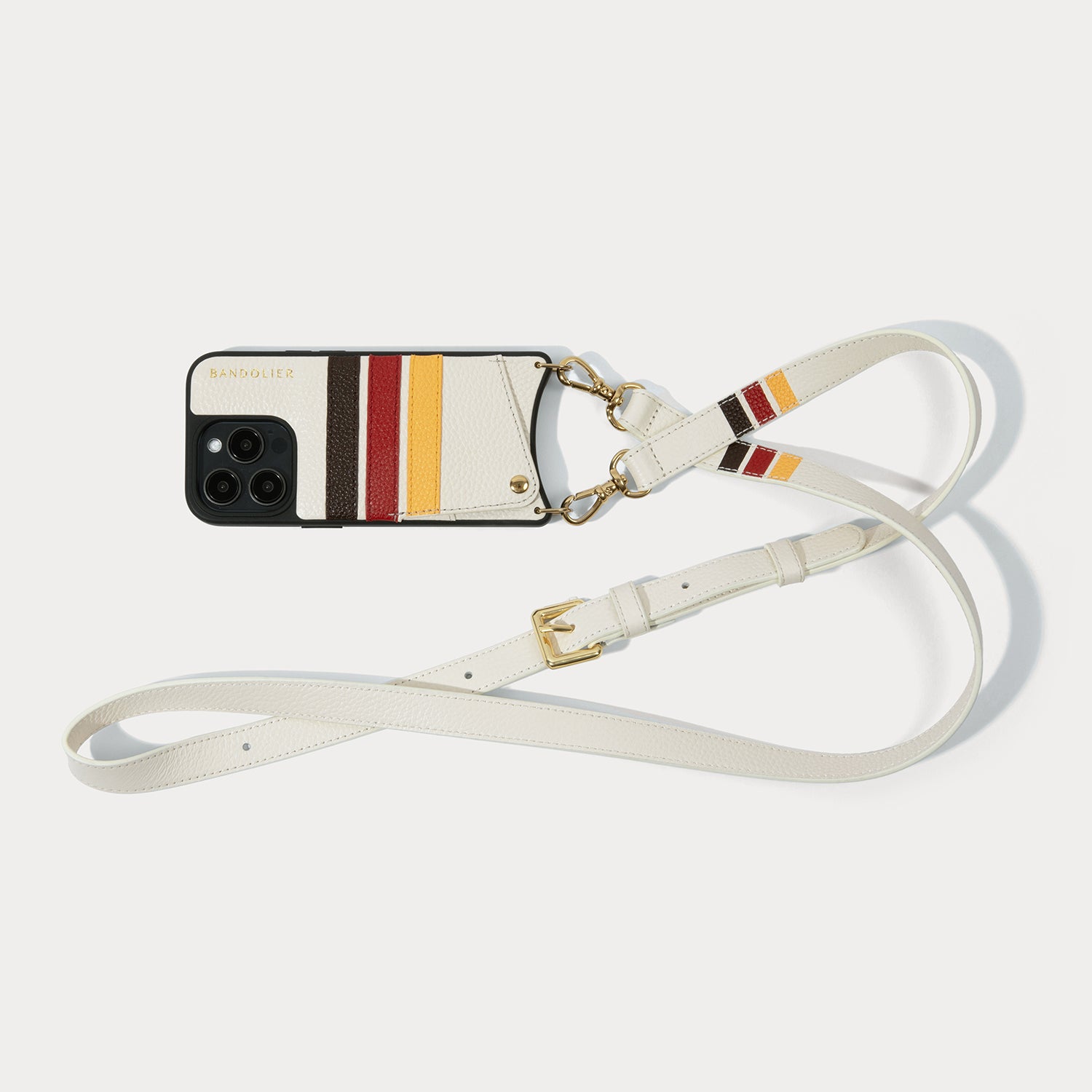 Hailey Leather Crossbody Bandolier - Ivory Retro/Gold