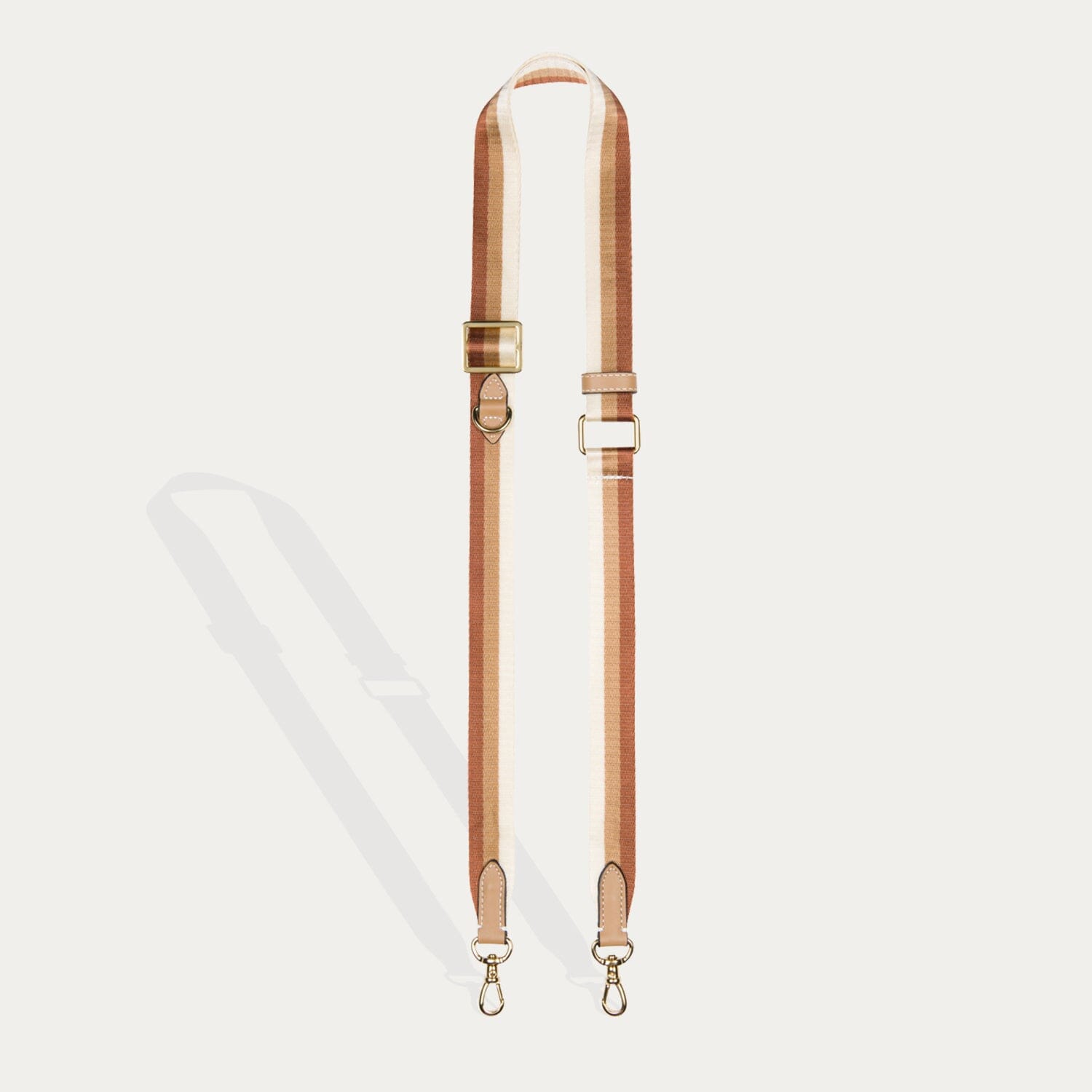 Lauren Nylon Adjustable Crossbody Strap in Sienna/Gold | Genuine Leather | Bandolier Style