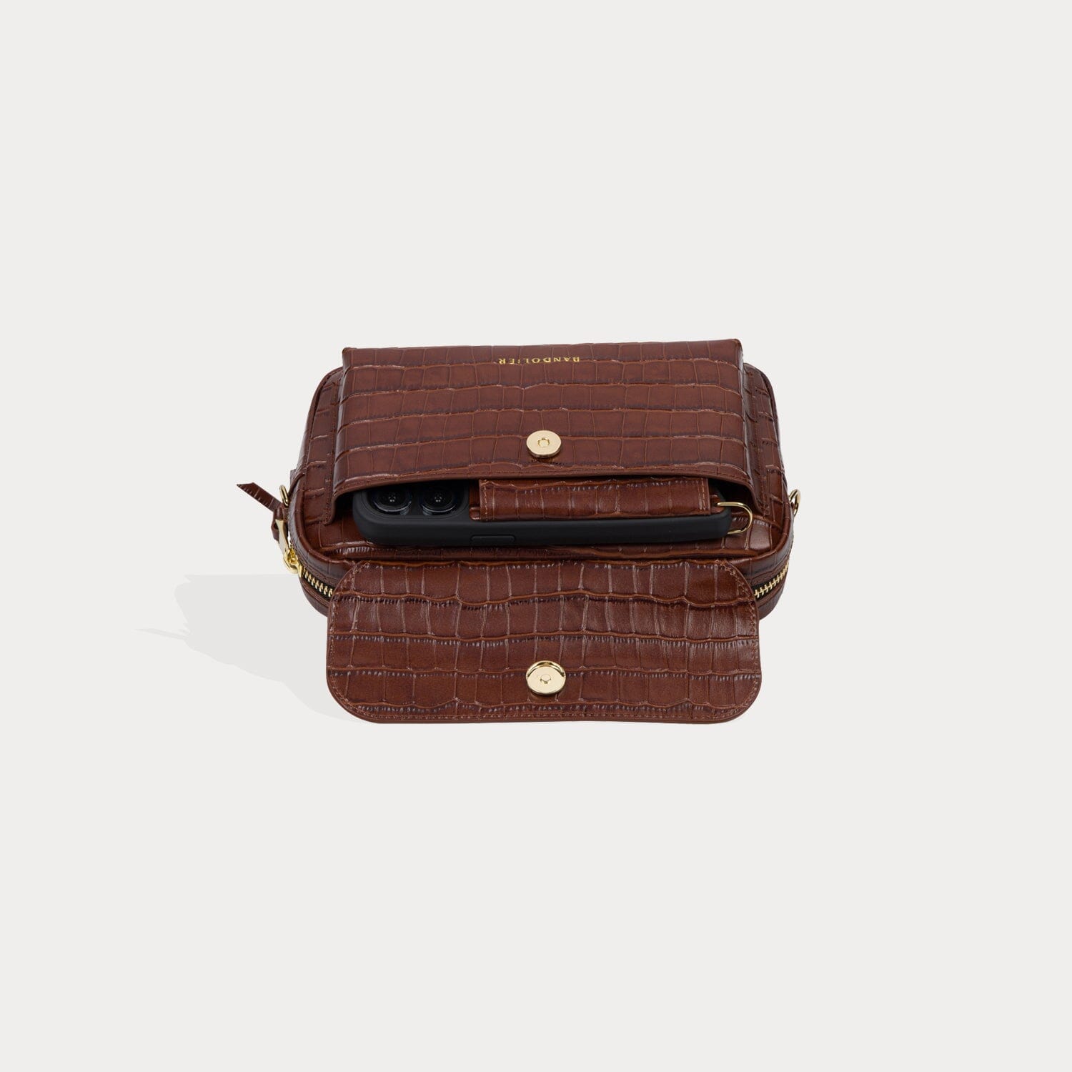 Miller Bag - Brown Croc/Gold Pouch Pouch 