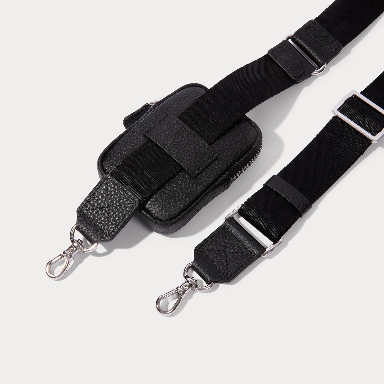 Bodie Crossbody Strap Only with Mini Zip Pouch - Black/Silver