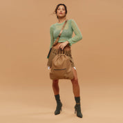 Drawstring Backpack - Tan/Gold Bags Bandolier 