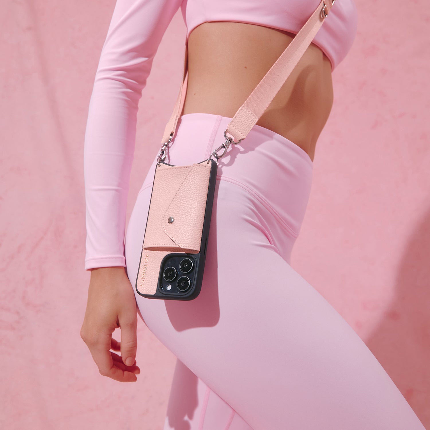 Bobby Crossbody Phone Case - Pastel Pink/Silver