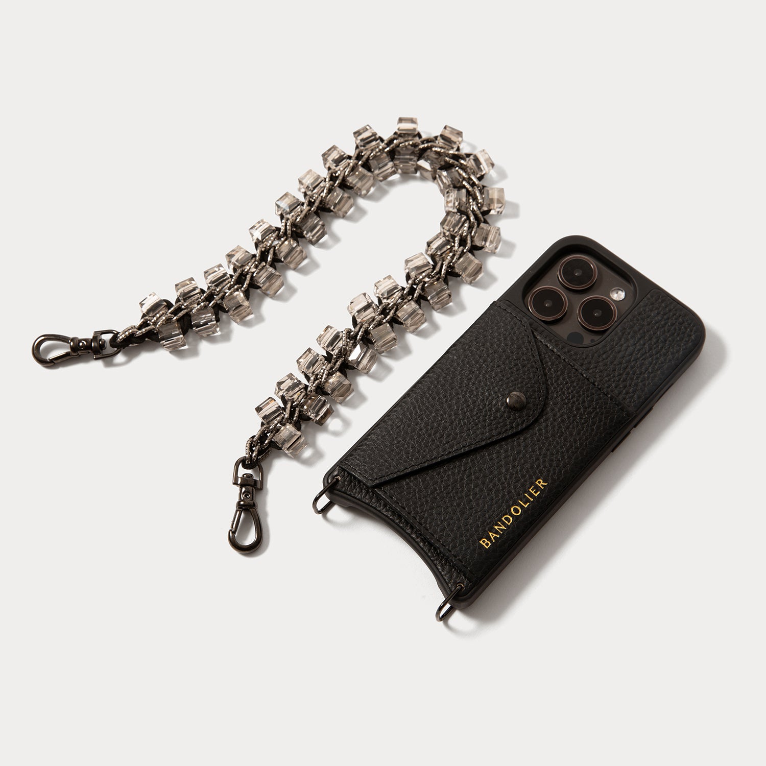 Crystal Wristlet Phone Case - Black/Pewter