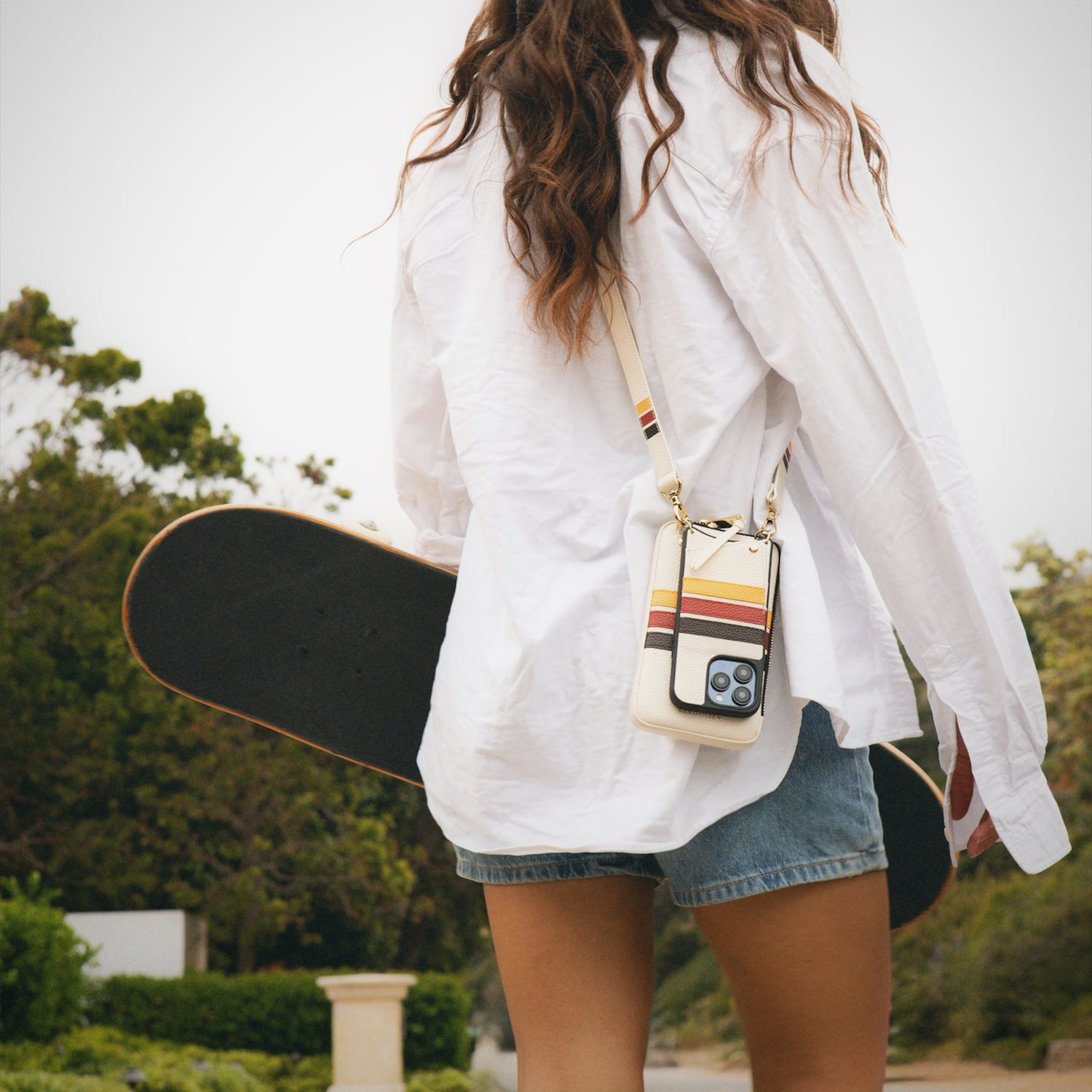 Pebble Leather Expanded Zip Pouch - Ivory Retro/Gold