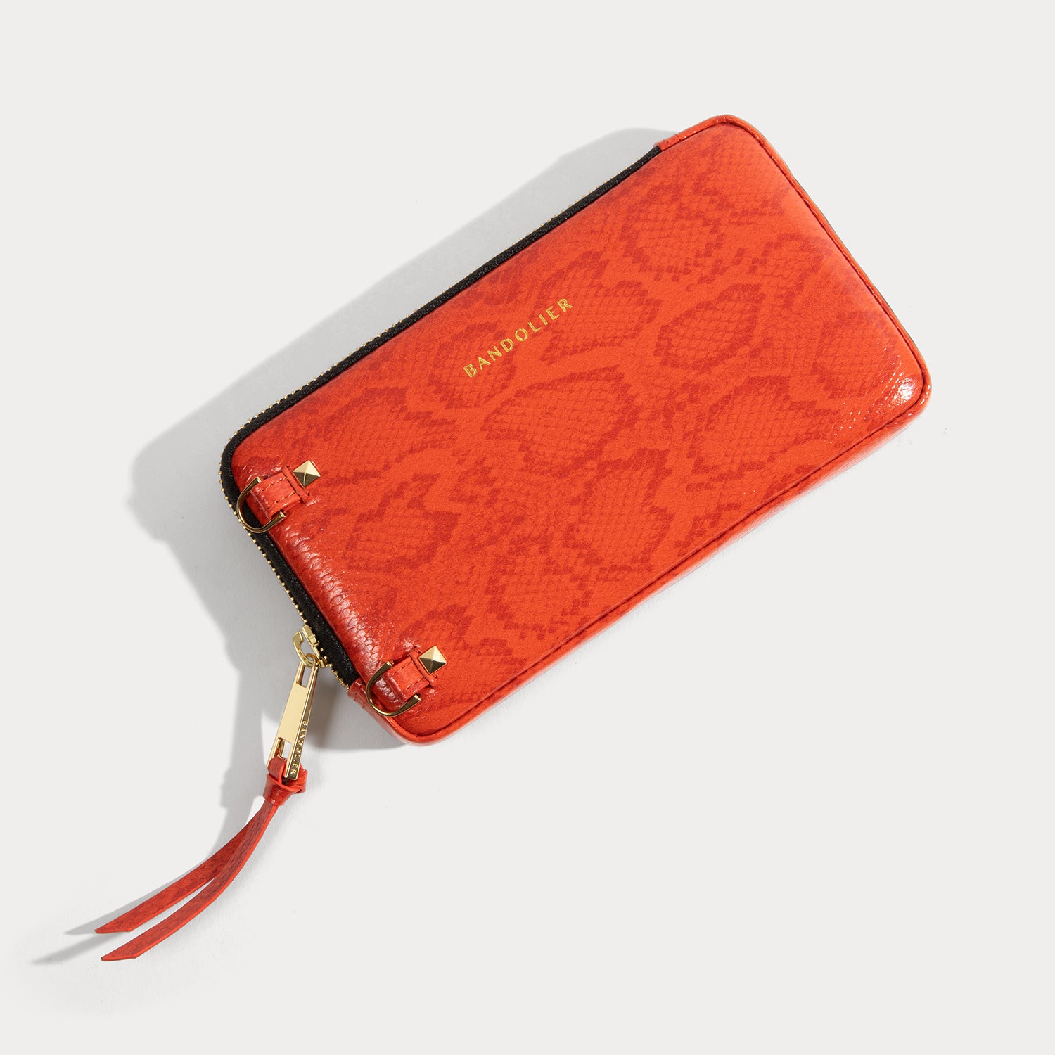 Expanded Zip Pouch - Orange Snake/Gold