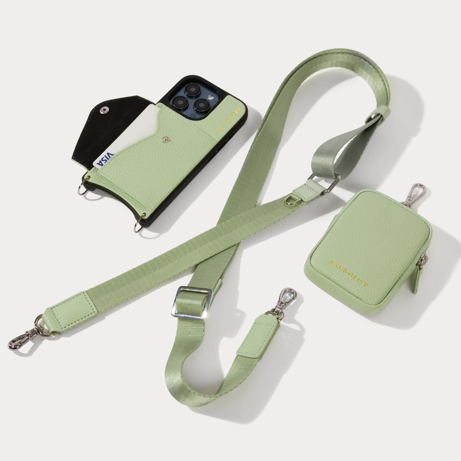 Bobby Crossbody with Mini Zip Pouch - Pastel Matcha/Silver