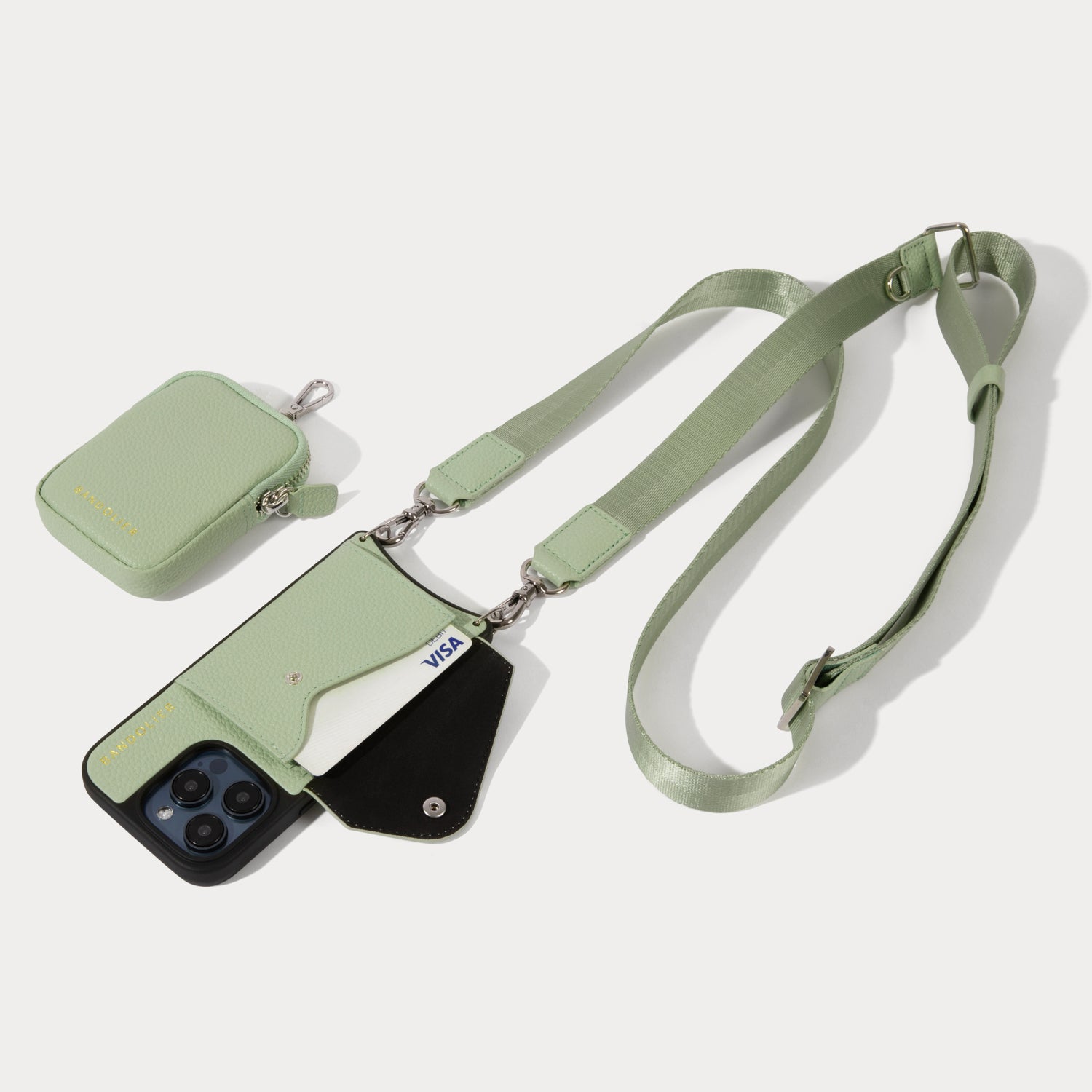 Bobby Crossbody with Mini Zip Pouch - Pastel Matcha/Silver