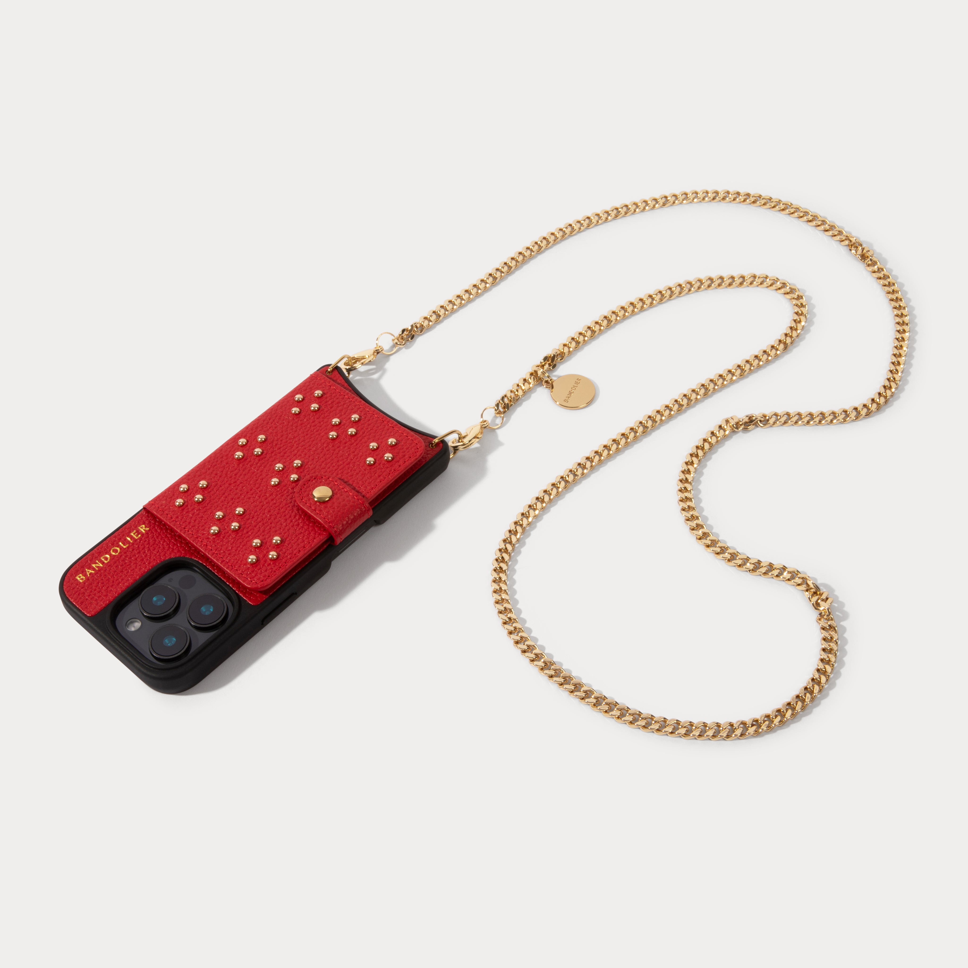 Mona MagSafe Charging Crossbody Bandolier - Red/Gold