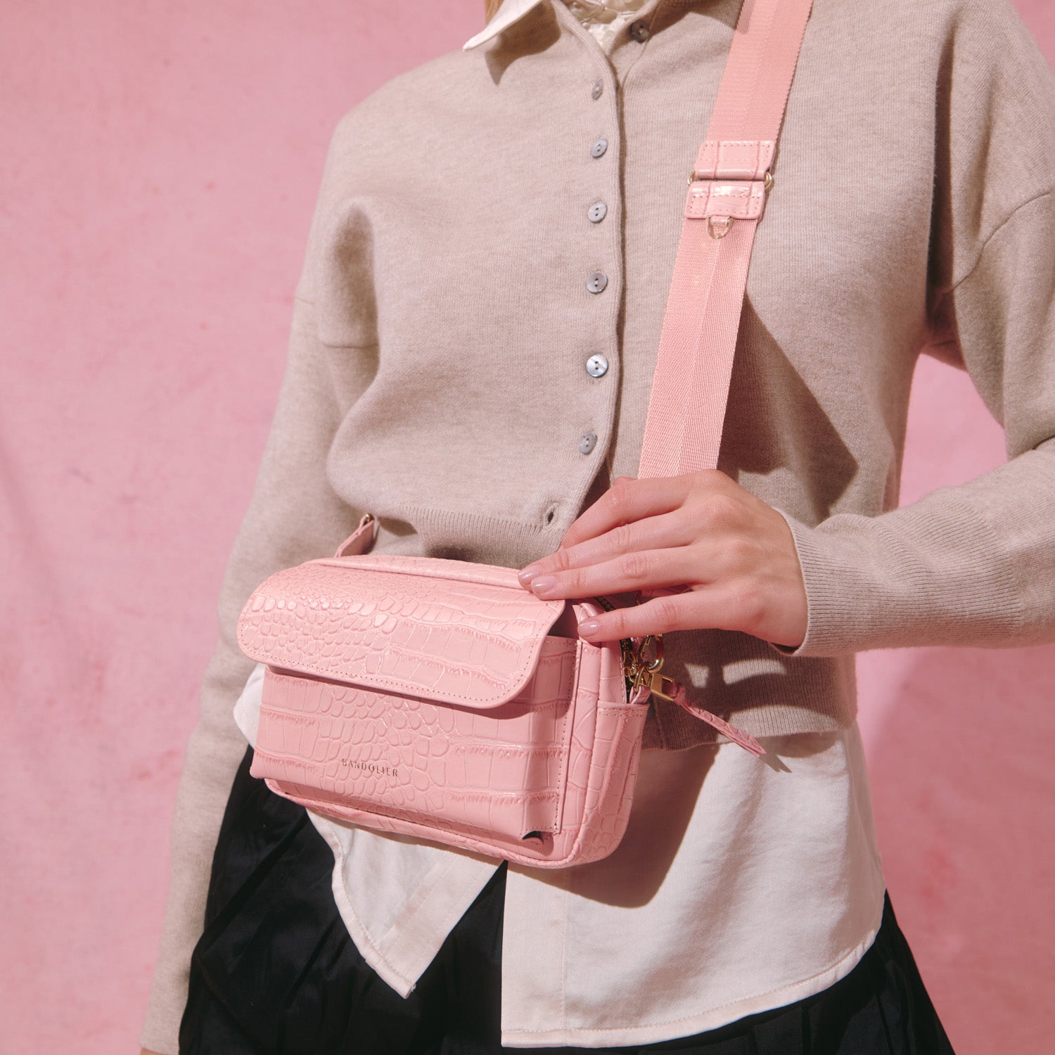 Miller Bag - Pink Croc/Gold