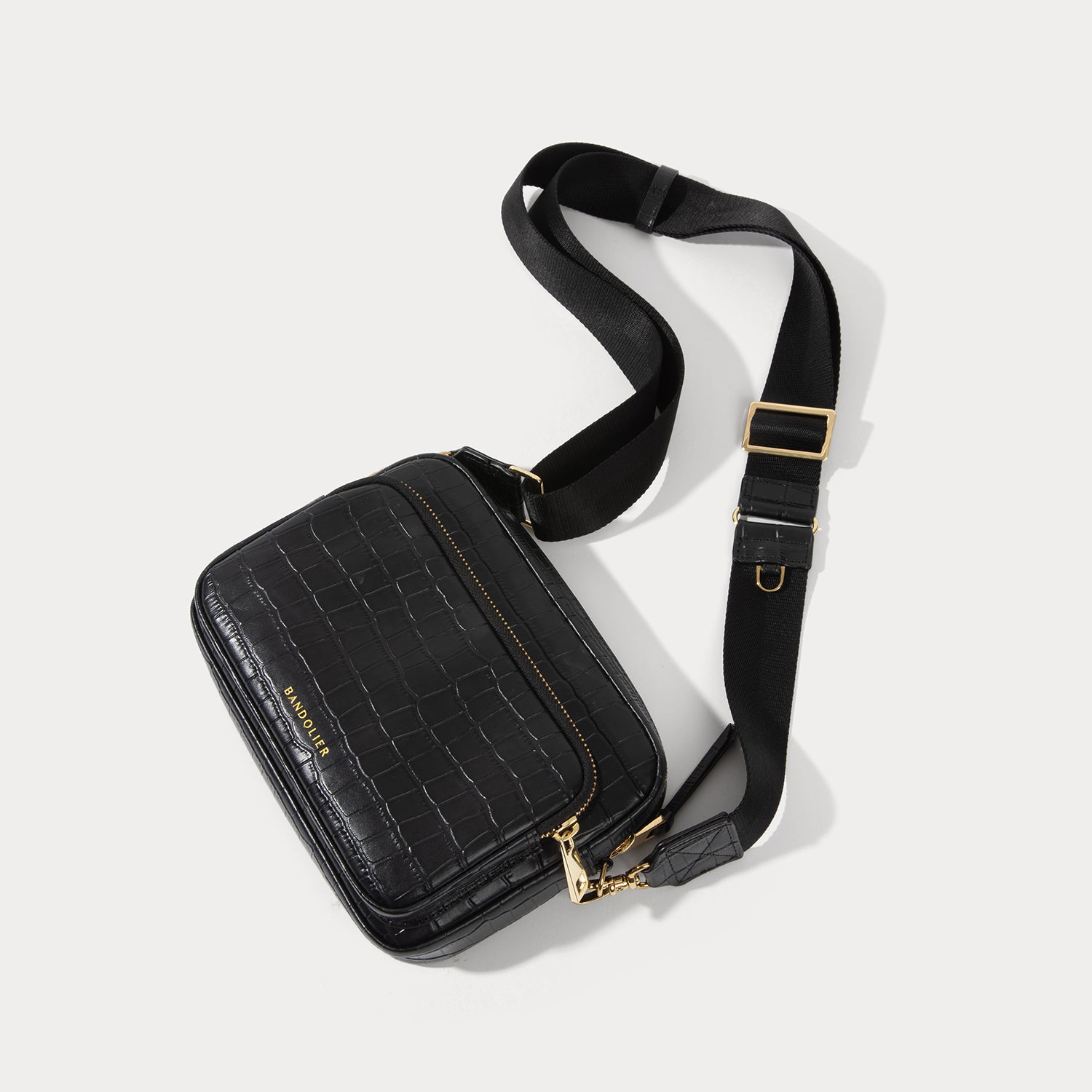 Drew Bag - Black Croc/Gold