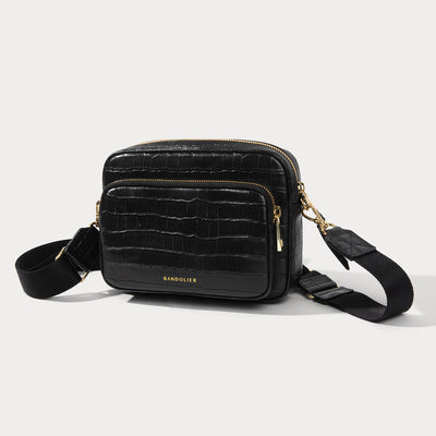 Drew Bag - Black Croc/Gold