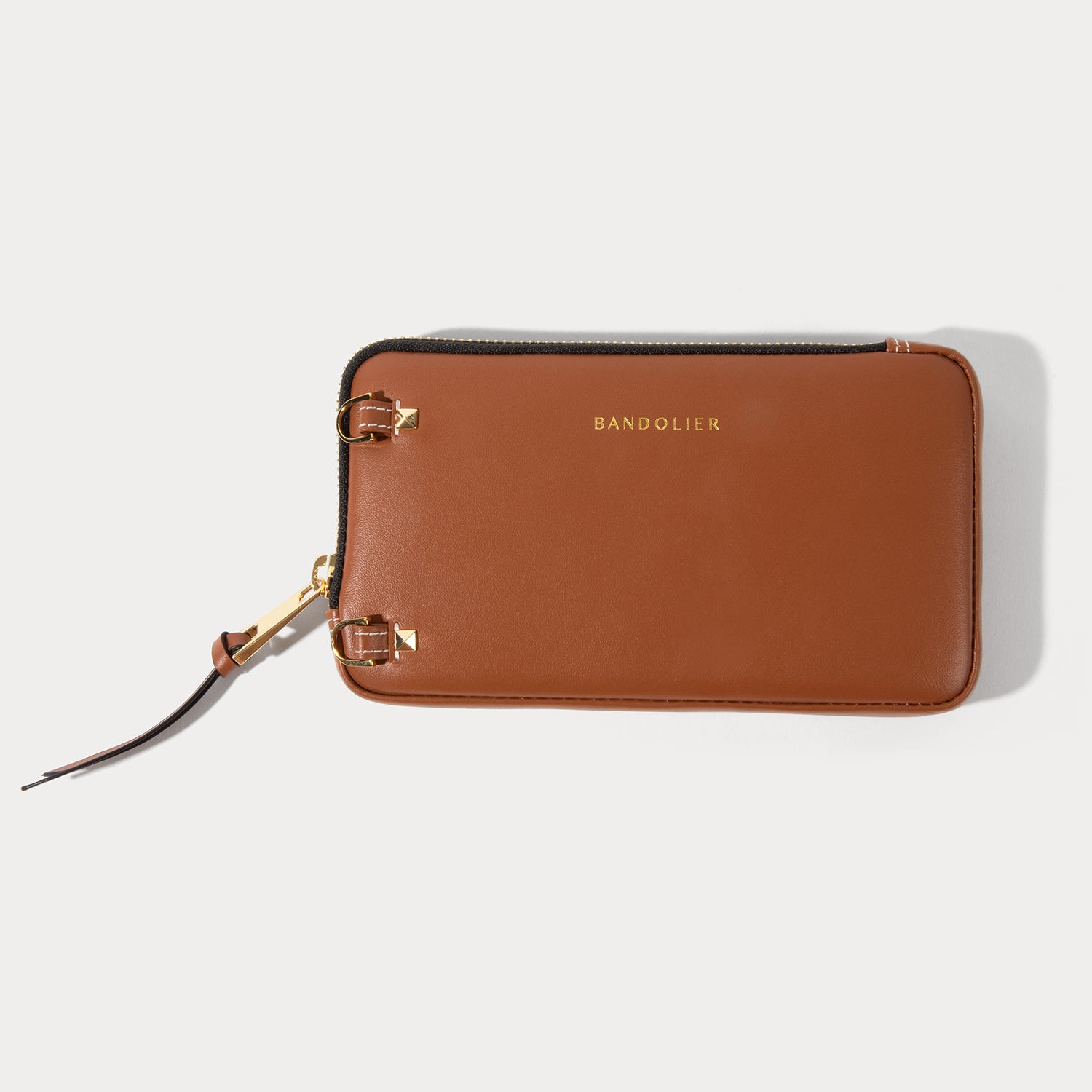 Pebble Leather Expanded Zip Pouch - Sienna/Gold