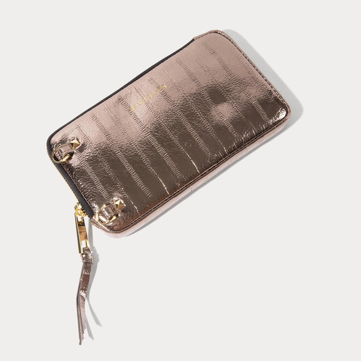 Expanded Zip Pouch - Metallic Taupe/Gold