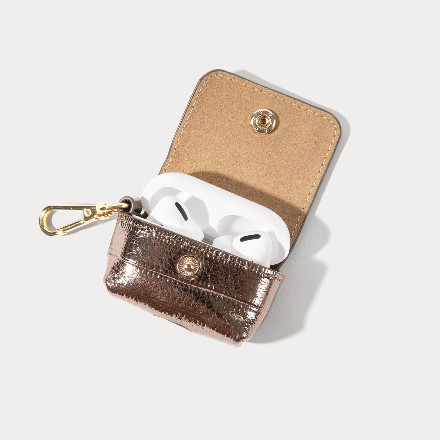 Avery AirPods Clip-On Pouch - Metallic Taupe/Gold