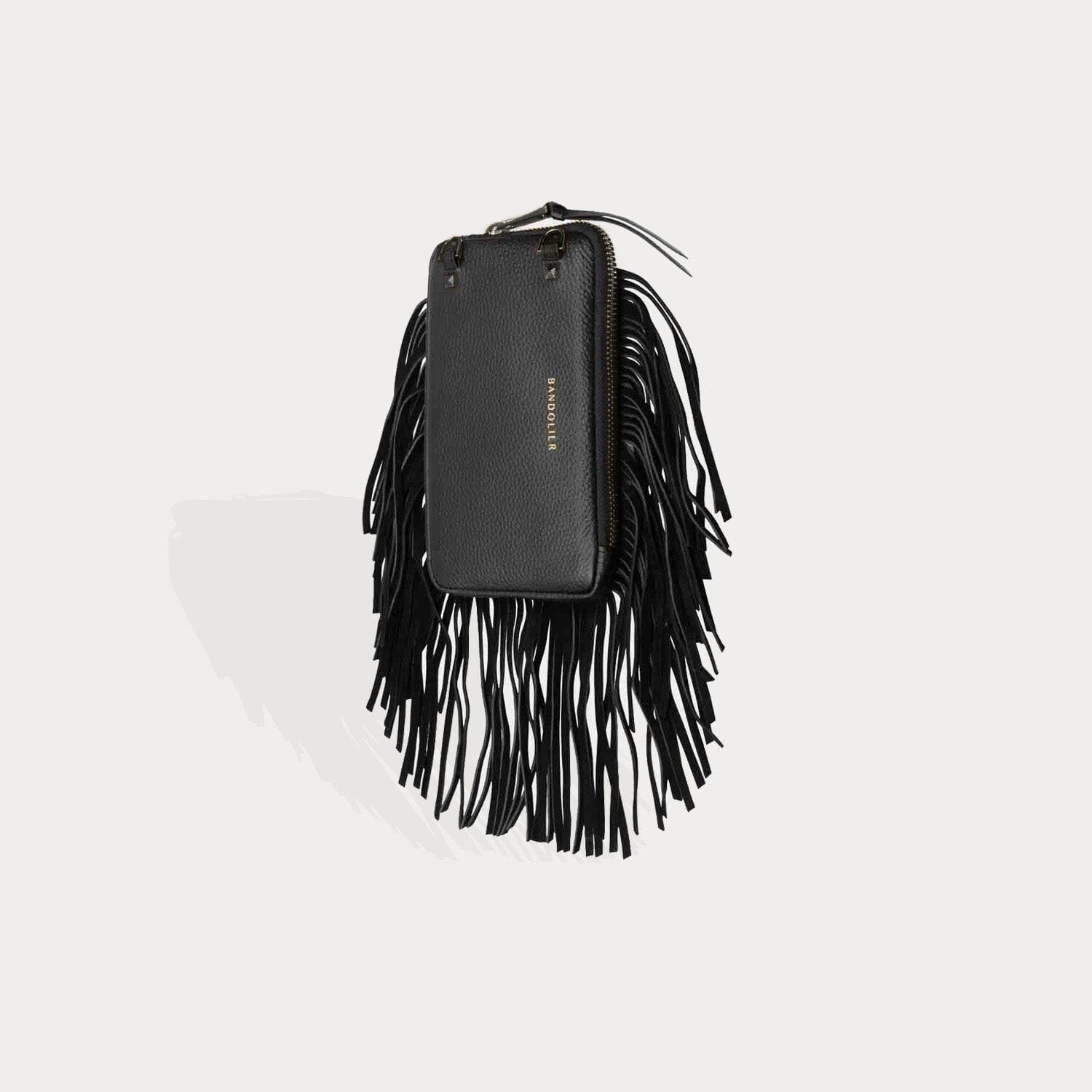 Fringe Expanded Pouch in Greige/Silver | Genuine Leather | Bandolier Style
