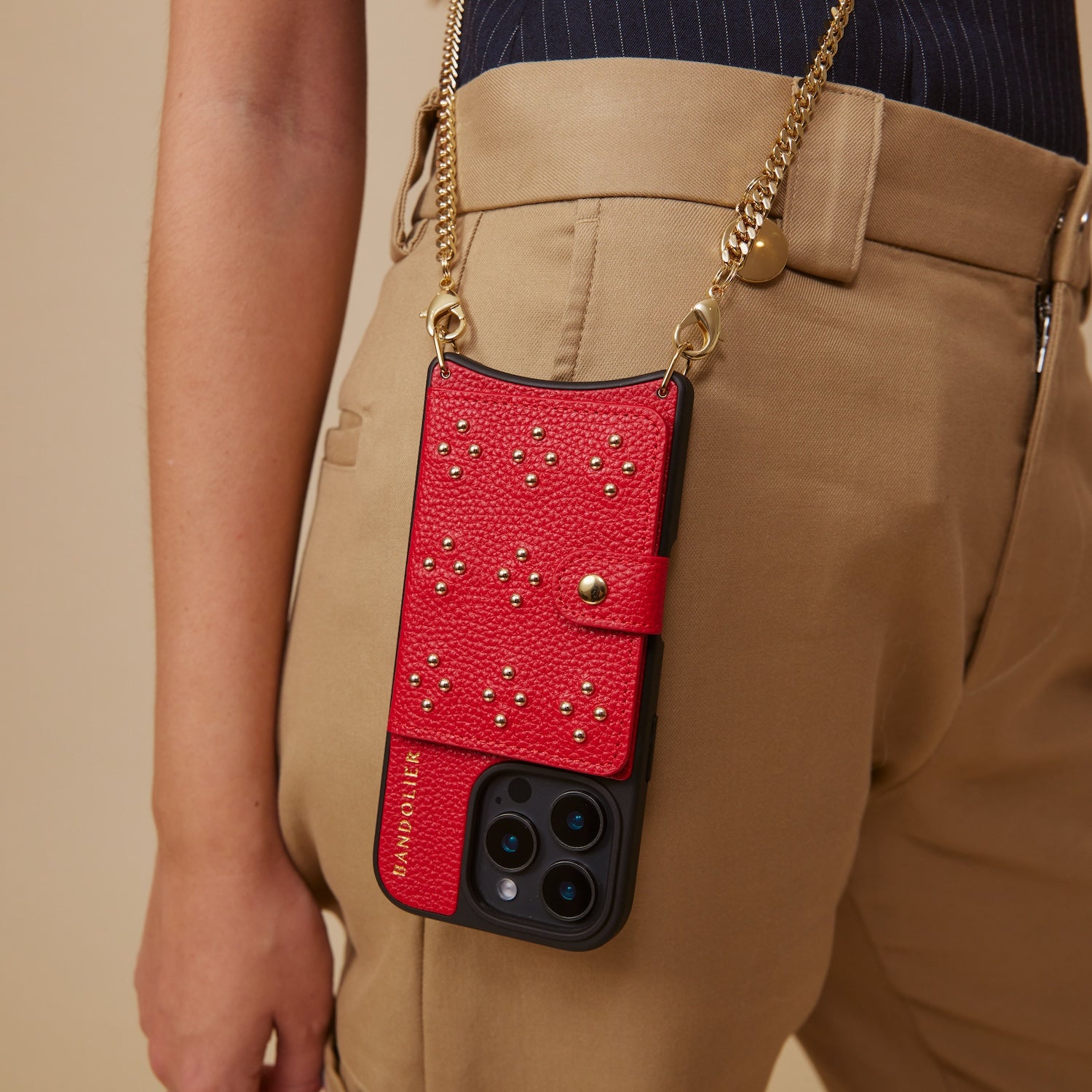 Mona MagSafe Charging Crossbody Bandolier - Red/Gold