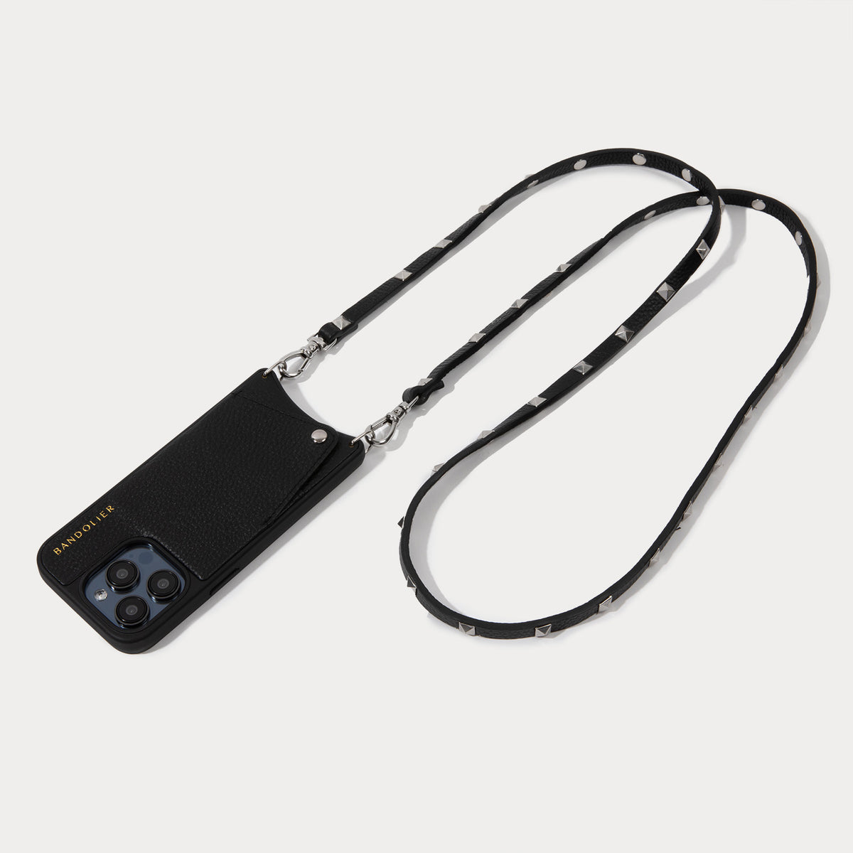 Sarah Pebble Leather Bandolier Black/Silver