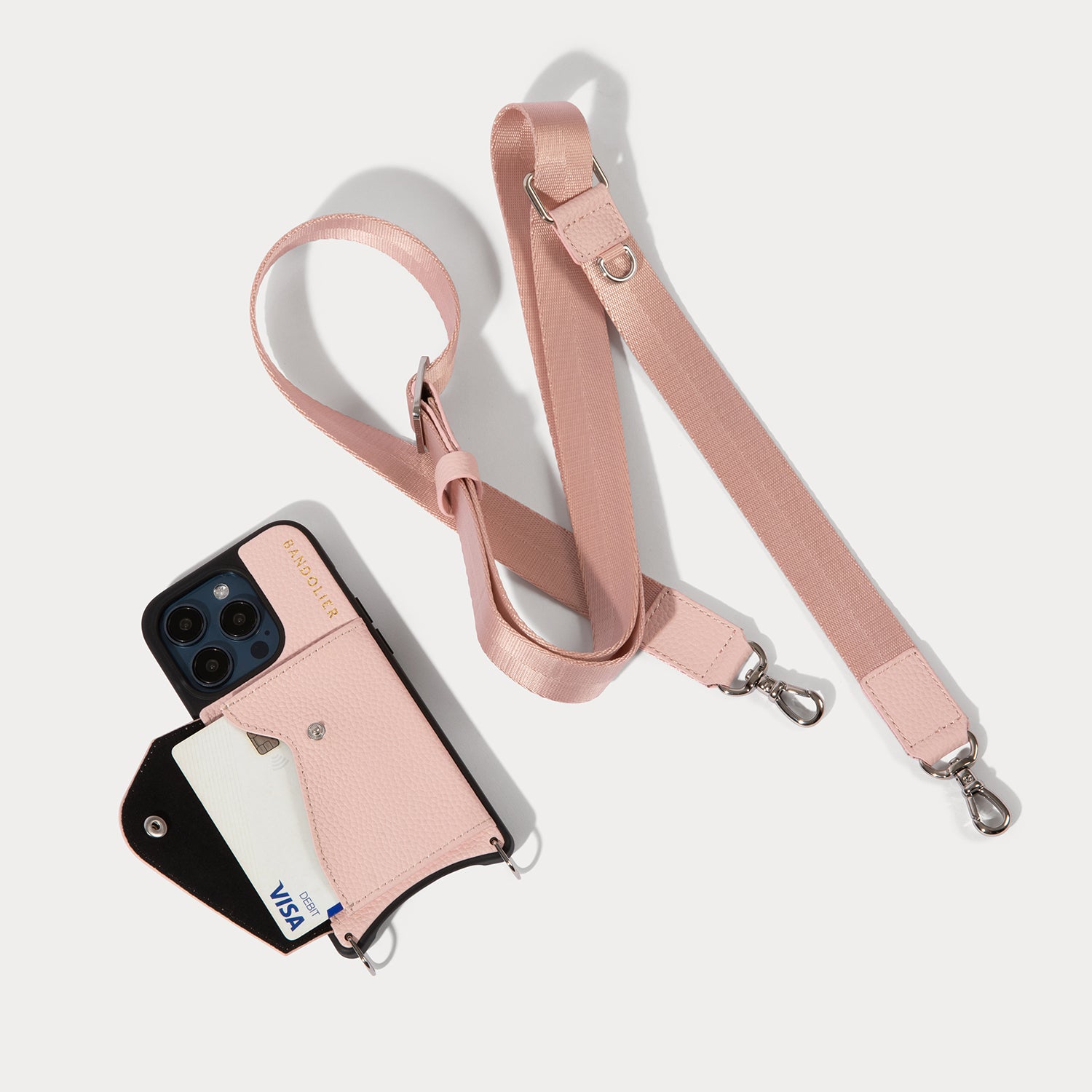 Bobby Crossbody Phone Case - Pastel Pink/Silver