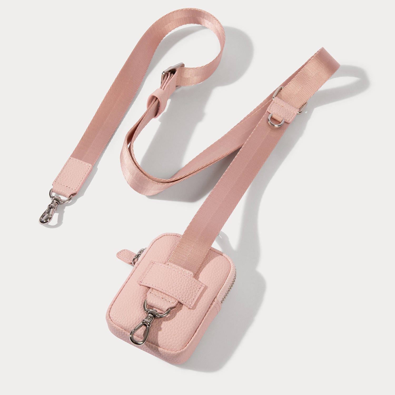 Bobby Crossbody with Mini Zip Pouch - Pastel Pink/Silver