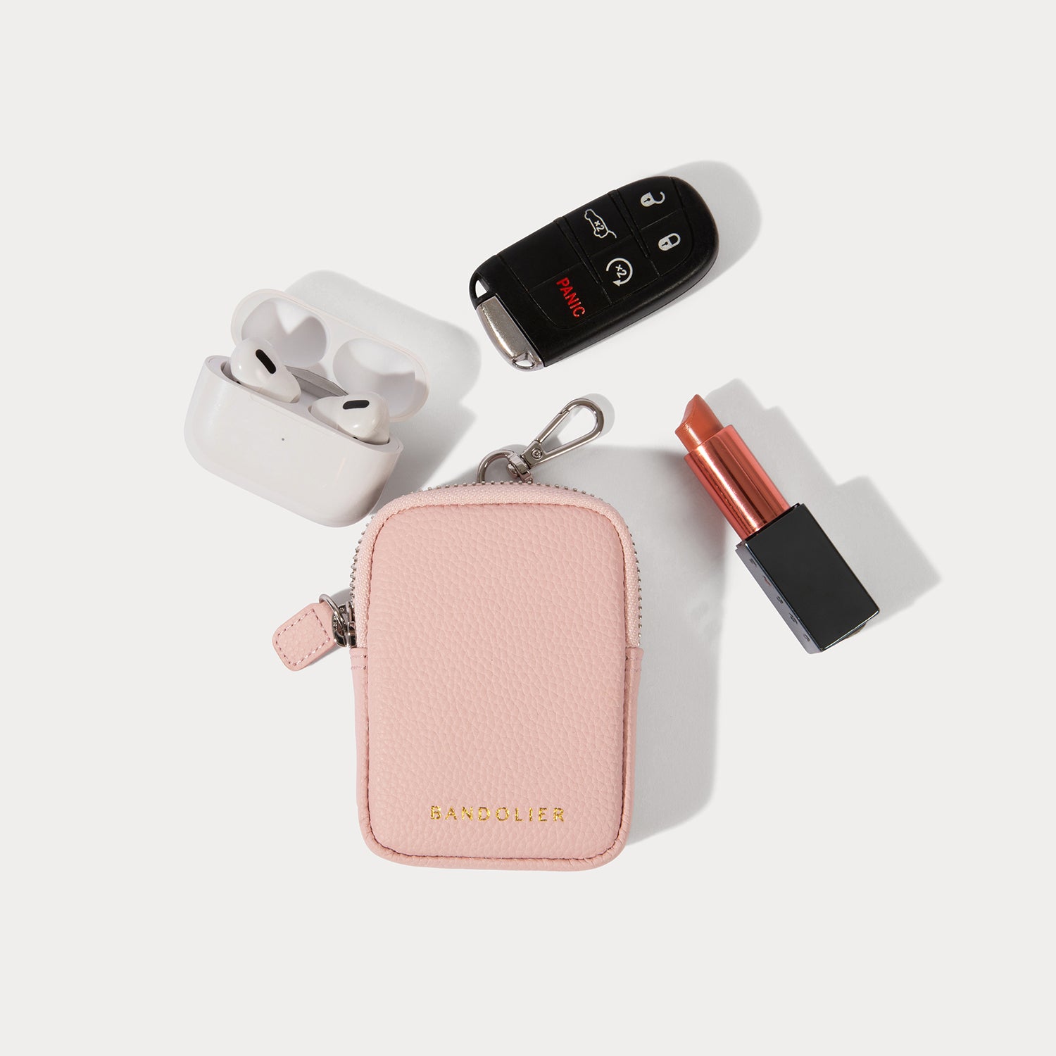 Bobby Crossbody with Mini Zip Pouch - Pastel Pink/Silver