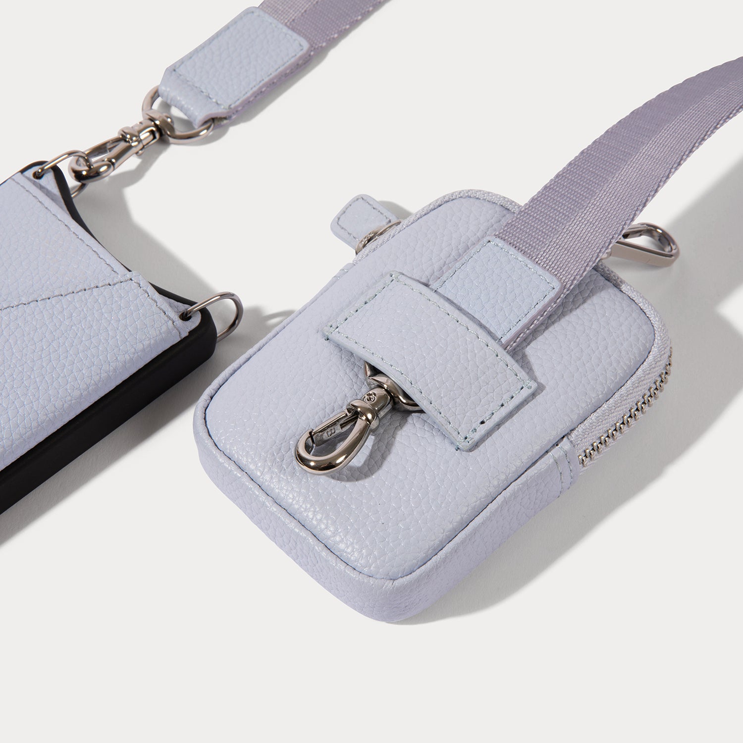 Bobby Crossbody with Mini Zip Pouch - Pastel Periwinkle/Silver