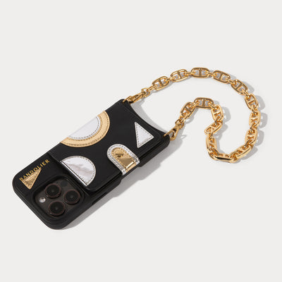 Isla MagSafe Charging Wristlet Phone Case - Black/Gold