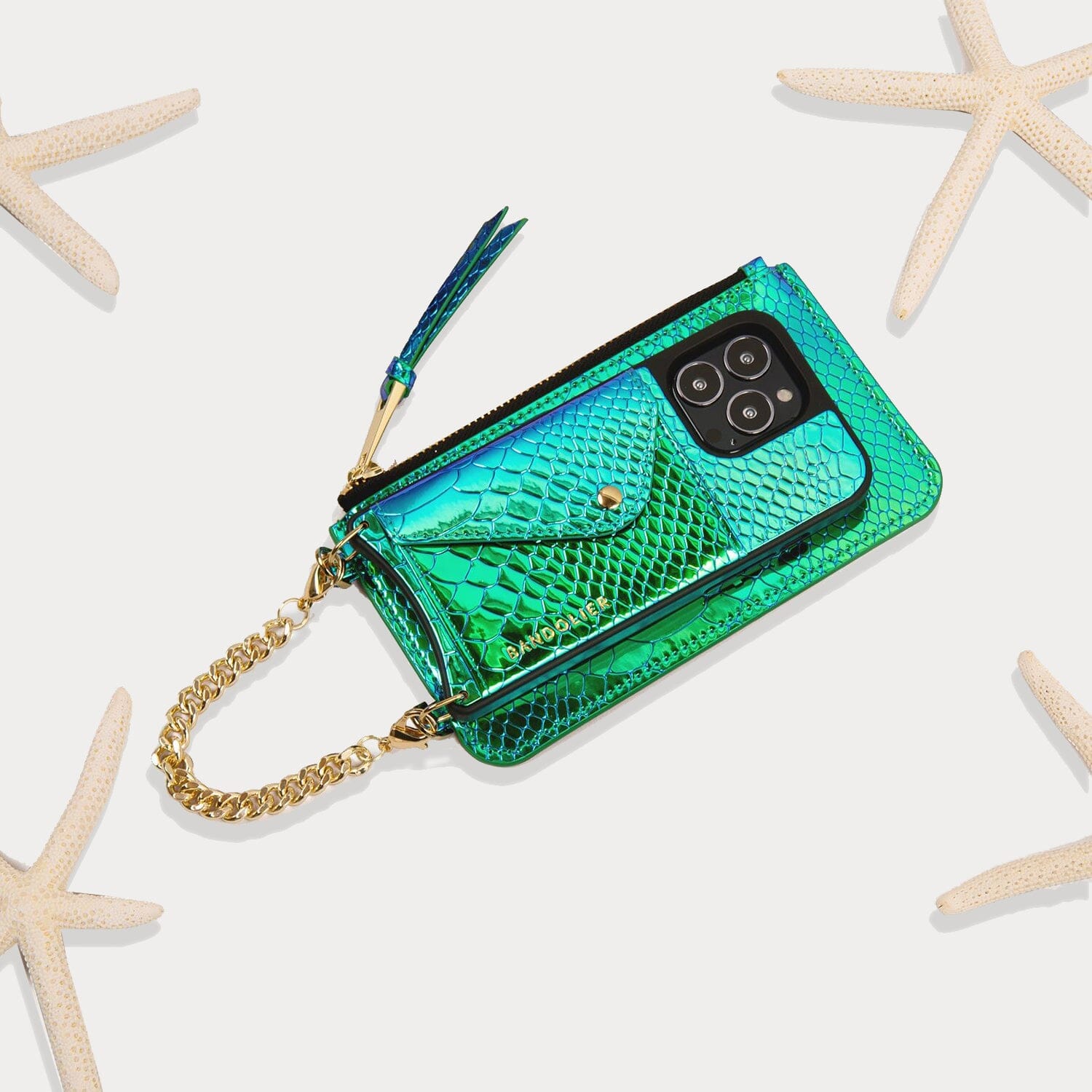 Classic Zip Pouch - Iridescent Blue Green/Gold Pouch Pouch 