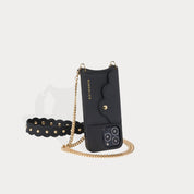 Gabrielle Pebble Leather Crossbody Bandolier - Black/Gold Bandolier Bandolier 