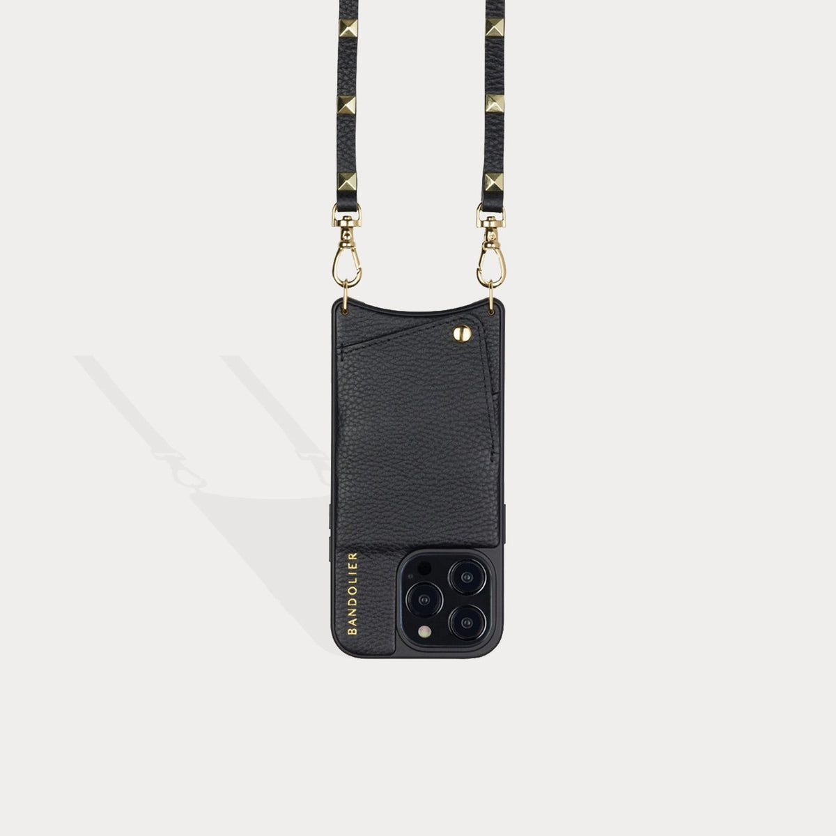 Bandolier Emma Crossbody Phone Case and Wallet - Black Leather with Gold  Detail - Compatible with iPhone 14 Pro Max
