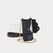 Gabrielle Pebble Leather Crossbody Bandolier - Black/Gold Bandolier Bandolier 