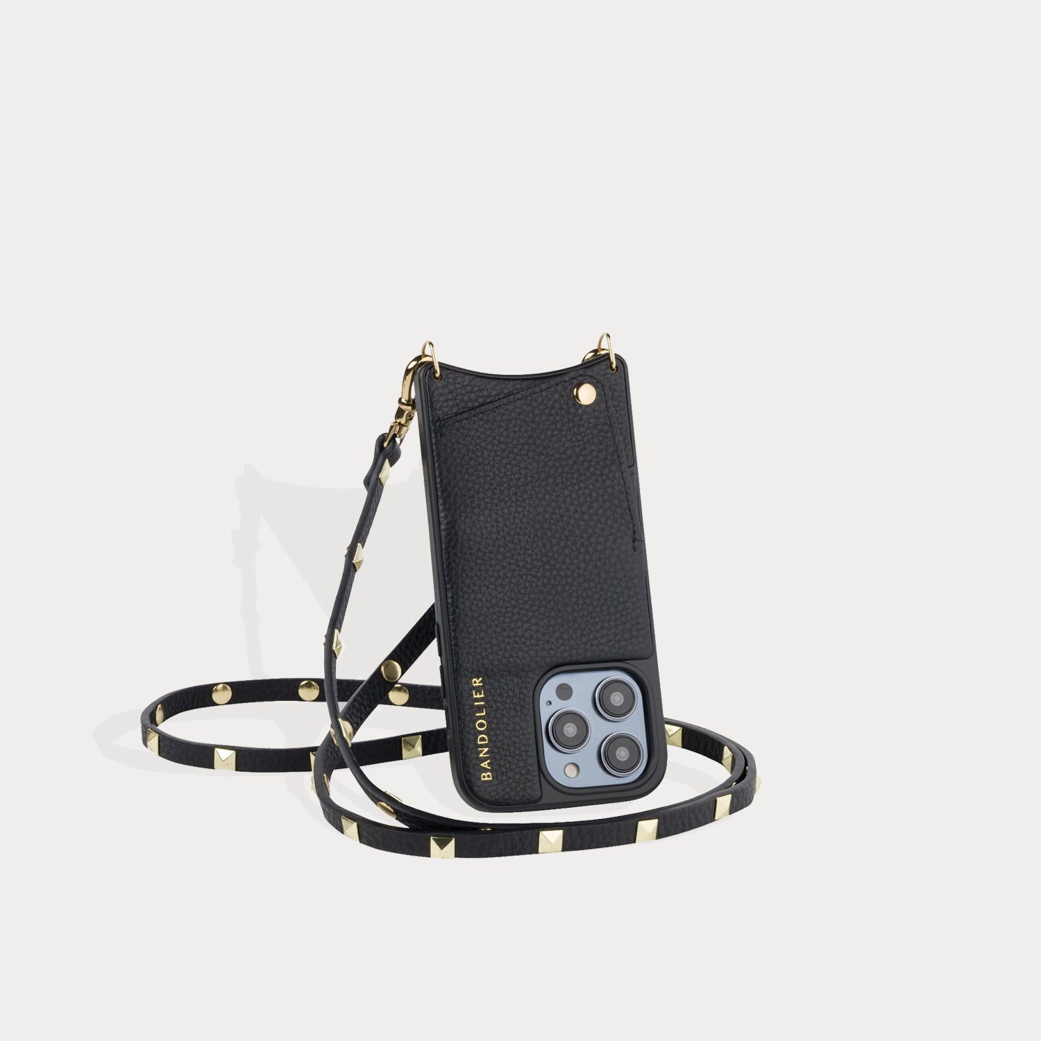 Sarah Pebble Leather Crossbody Bandolier - Black/Gold Bandolier Core Bandolier 