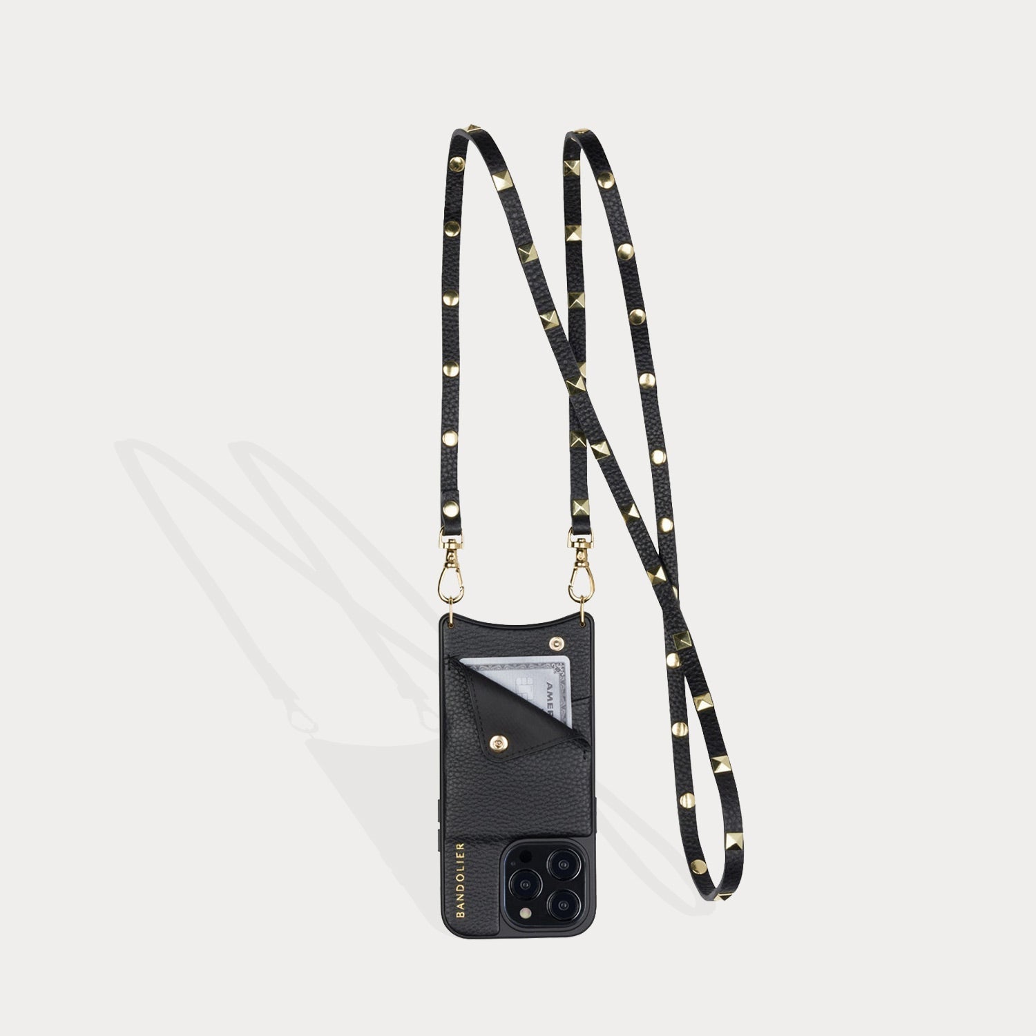 Sarah Pebble Leather Crossbody Bandolier - Black/Gold Bandolier Core Bandolier 