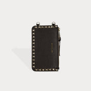 Pyramid Stud Pebble Leather Zip Pouch - Black/Gold Pouch Core Bandolier 