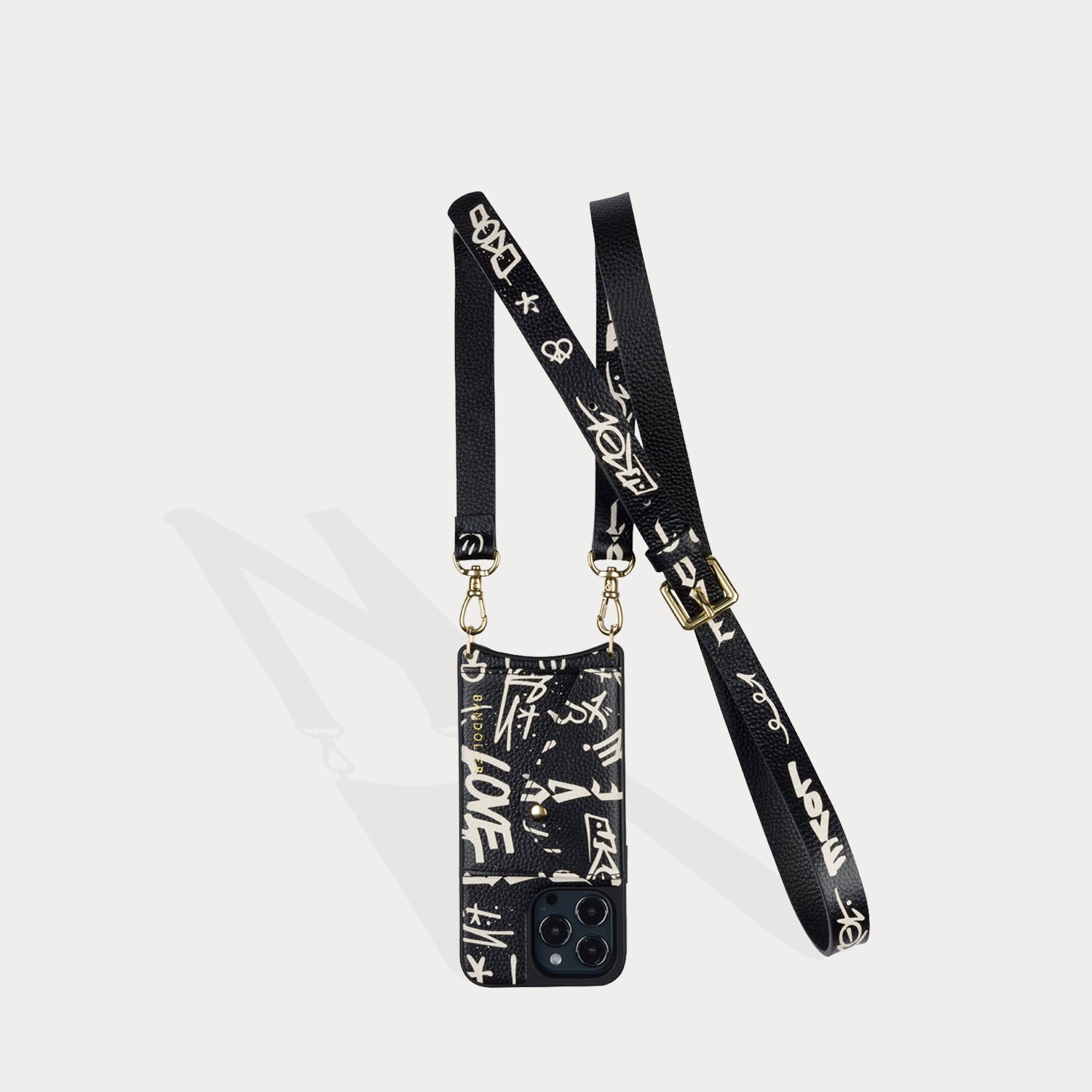 Hailey Crossbody Bandolier - Love Print/Gold Bandolier Bandolier 