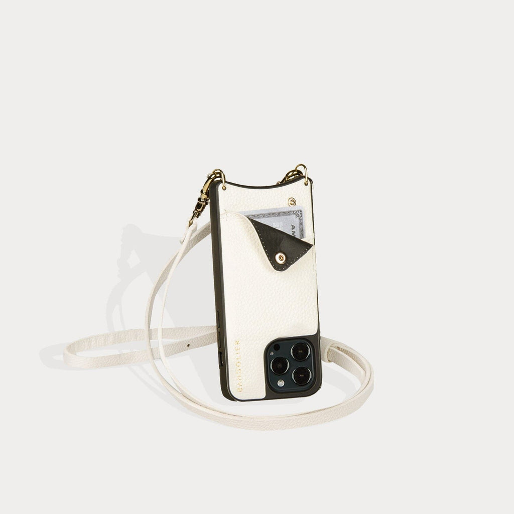 Emma Pebble Leather Crossbody Bandolier - Ivory/Gold