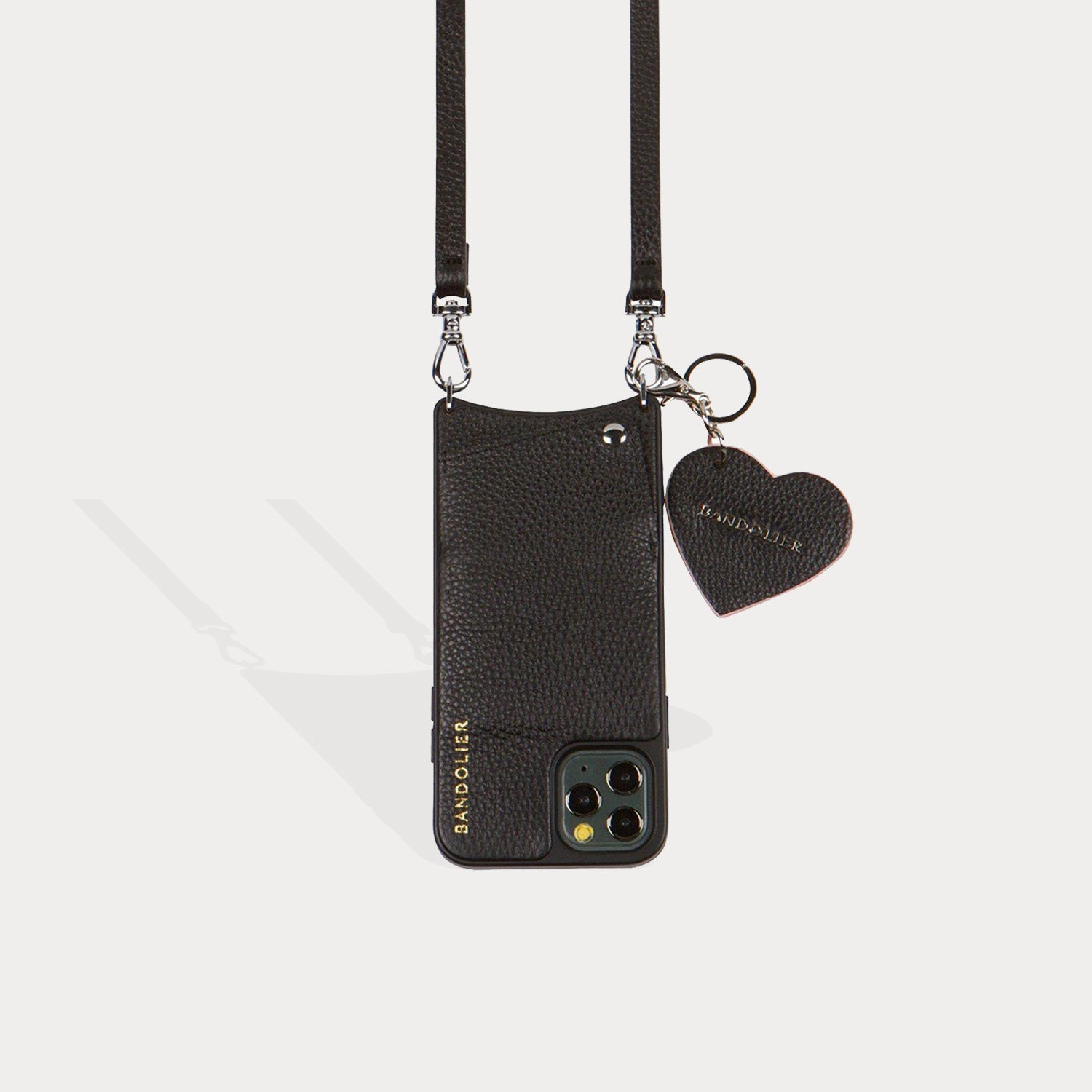 Bandolier Pebble Leather Heart Keychain - Black/Pink/Silver Accessories Bandolier 