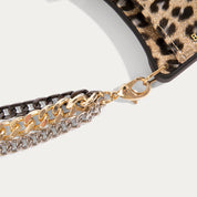 Sabrina Vegan Wristlet - Glitter Leopard/Gold Bandolier 