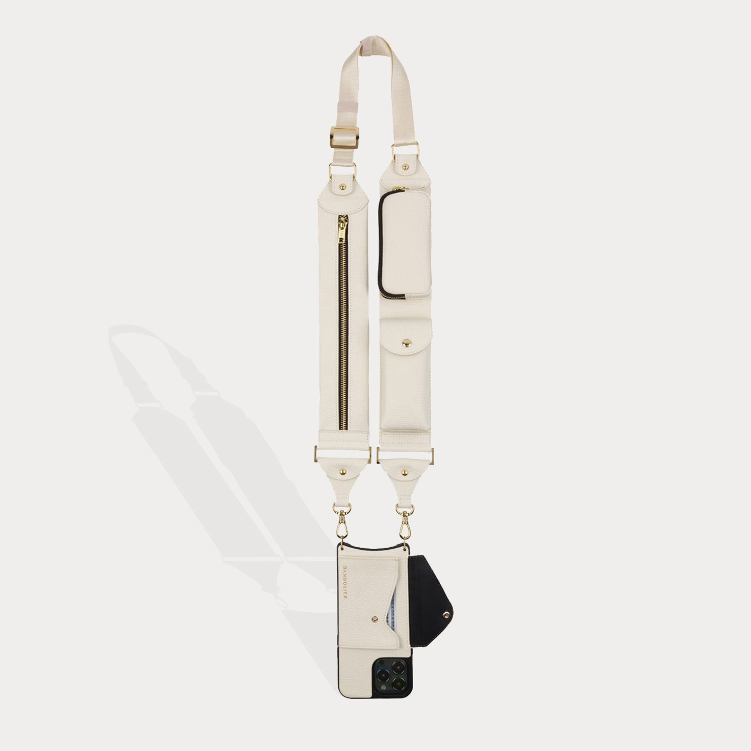 Billie Crossbody Utility Strap-Only - Ivory/Gold Fashion Strap Bandolier 