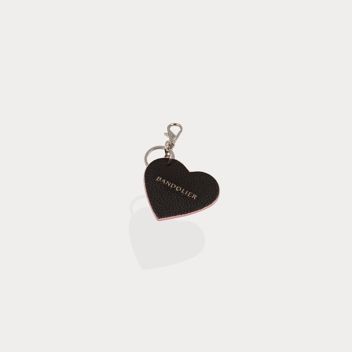 Bandolier Pebble Leather Heart Keychain - Black/Pink/Silver
