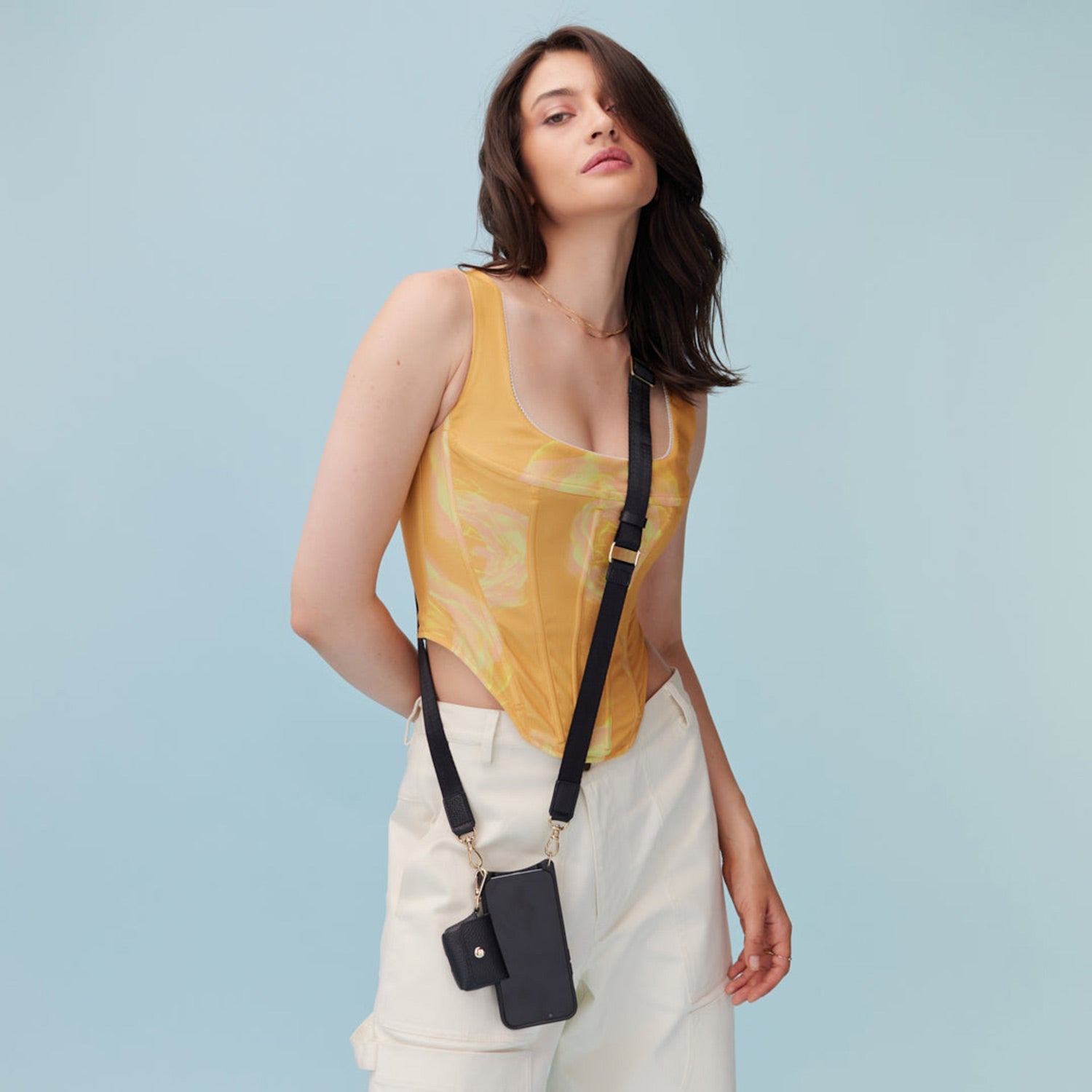 Bobby Nylon Adjustable Crossbody Strap - Black/Gold Strap Bandolier 